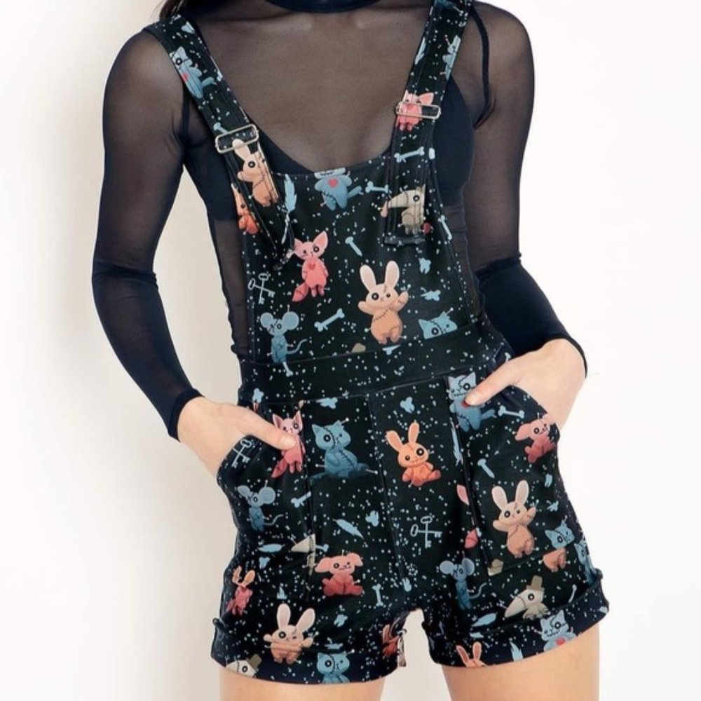 Blackmilk Spooky Voodoo Pets Short Overalls